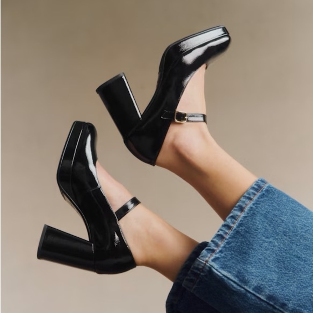 Madden Girl Black Patent Leather Mary Jane Heels Sz 7.5